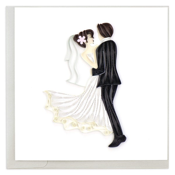 Quilled Dancing Bride & Groom Wedding Card, First Dance wedding gift, Bride and Groom Gift, Wedding Dance Cards, Wedding Gift, Newly Wed