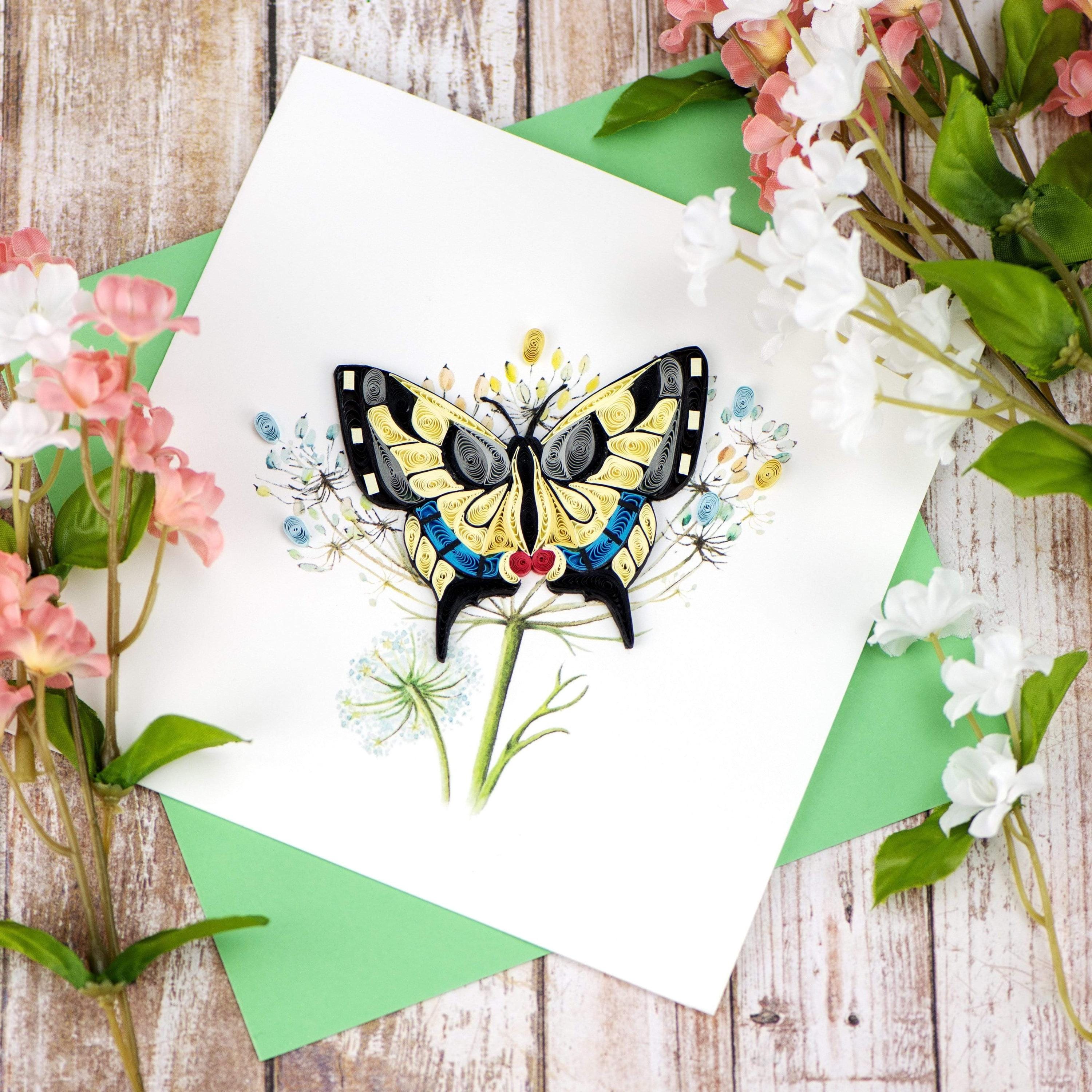 Quilled Swallowtail Butterfly Greeting Card – Handmade Detailed Paper ...