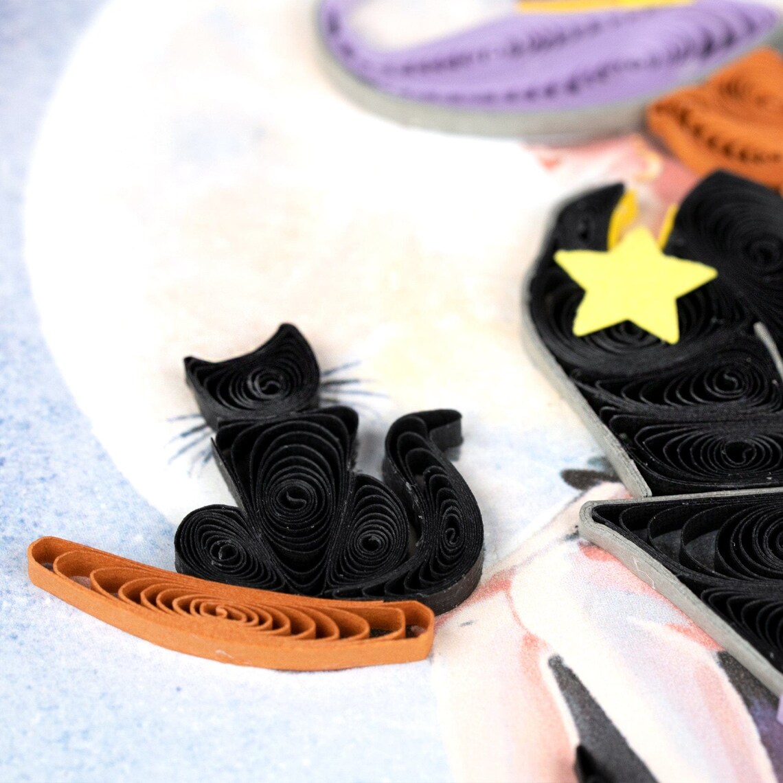 Quilled Witch on Broomstick Halloween Card Gift for Mom Etsy