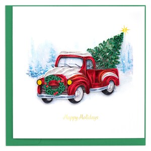 Quilled Christmas Truck Greeting Card, Quilled Wall Art, Dad Gifts, Mens Gifts, Christmas Card for Husband, Vintage Truck, Handmade Cards