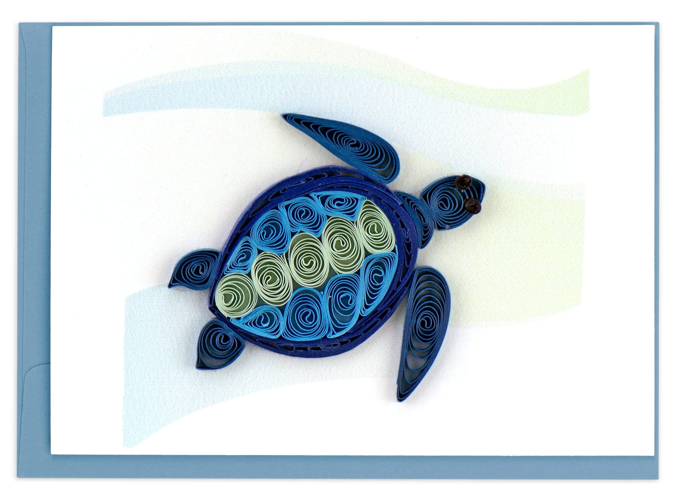 Turtle Shell Card Back Quilled Turtle Gift Enclosure Mini Card - Etsy