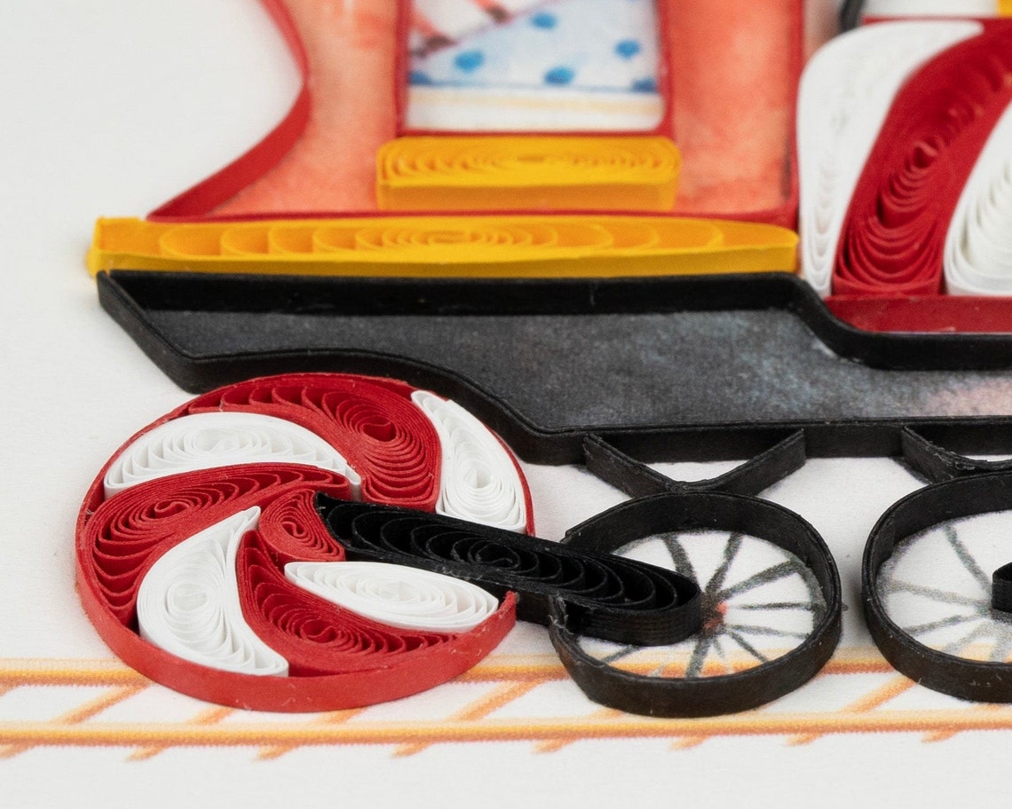 Quilled Christmas Train Greeting Card Train Decor Gift for Etsy