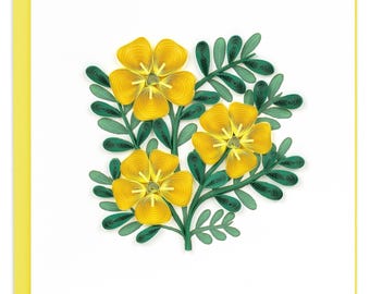 Quilled Al Samer Flower Greeting Card – Handmade Floral Art, Colorful 3D Design, Summer Theme, Blank Inside
