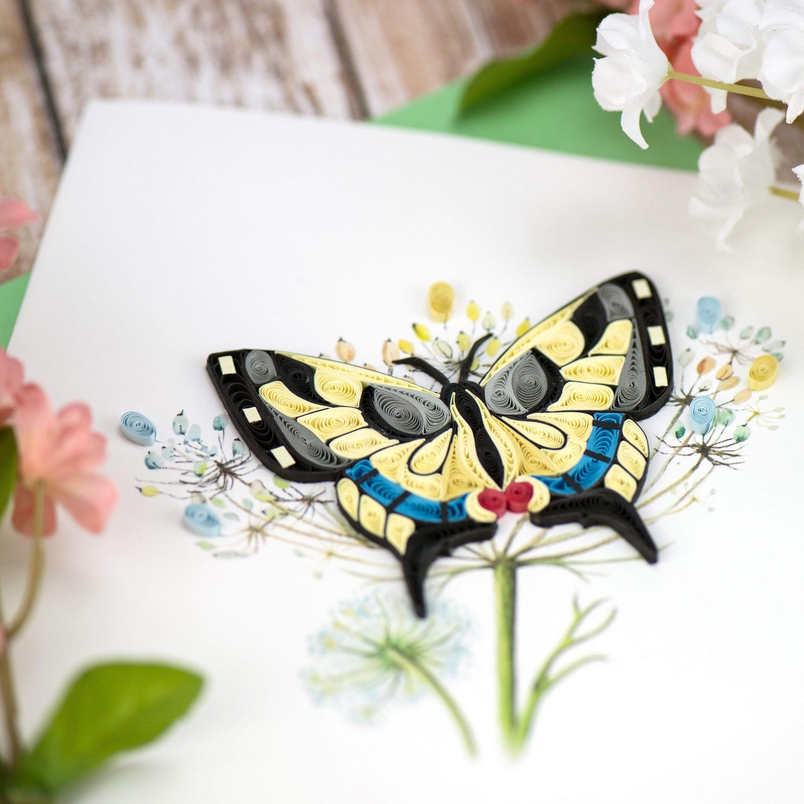 Quilled Swallowtail Butterfly Greeting Card – Handmade Detailed Paper ...