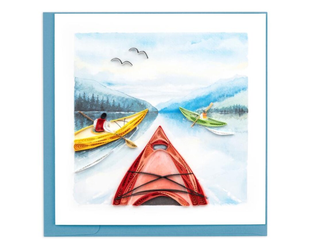 Quilled Kayaking Greeting Card – Handmade Detailed Paper Art, Vibrant ...
