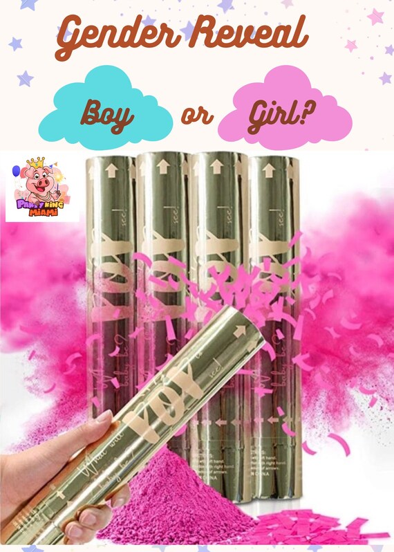 Baby Gender Reveal Cannon Smoke Powder, Confetti et Streamers dans