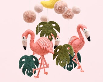 Felt baby Mobile, Flamingo Nursery Mobile, Felt Mobile, Felt Flamingo Décor, Hanging Felt Animals, Felt Baby Mobile, Aussie Mobile