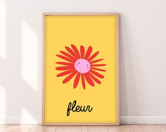 French Flower Art Print, Nursery Art, Nursery Decor, Wall Art, Art Print, Kids Art print, Nursery Print, French Flower print