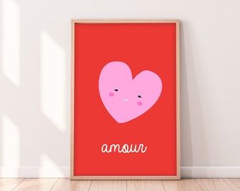 French love Art Print, Nursery Art, Nursery Decor, Wall Art, Art Print, Kids Art print, Nursery Print, French love print