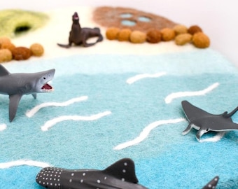 Ocean, Sea, River  Playscape, Felt World, Play scene, Pretend Play, Mat for Small Play, Waldorf Inspired, Felt play mat. Small World