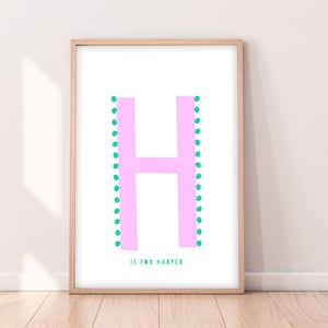 Letra Lila H, Impresión del alfabeto, Impresión de letra personalizada, La letra H, Impresión de nombre personalizado. Carta Lila H