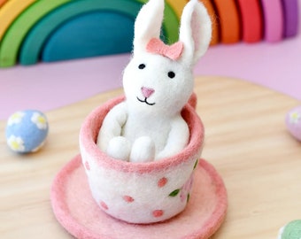 Easter bunny in tea cup