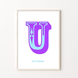 Carta occidental U Alphabet Print, Impresión de carta personalizada, La letra U Personalizado Nombre Imprimir.