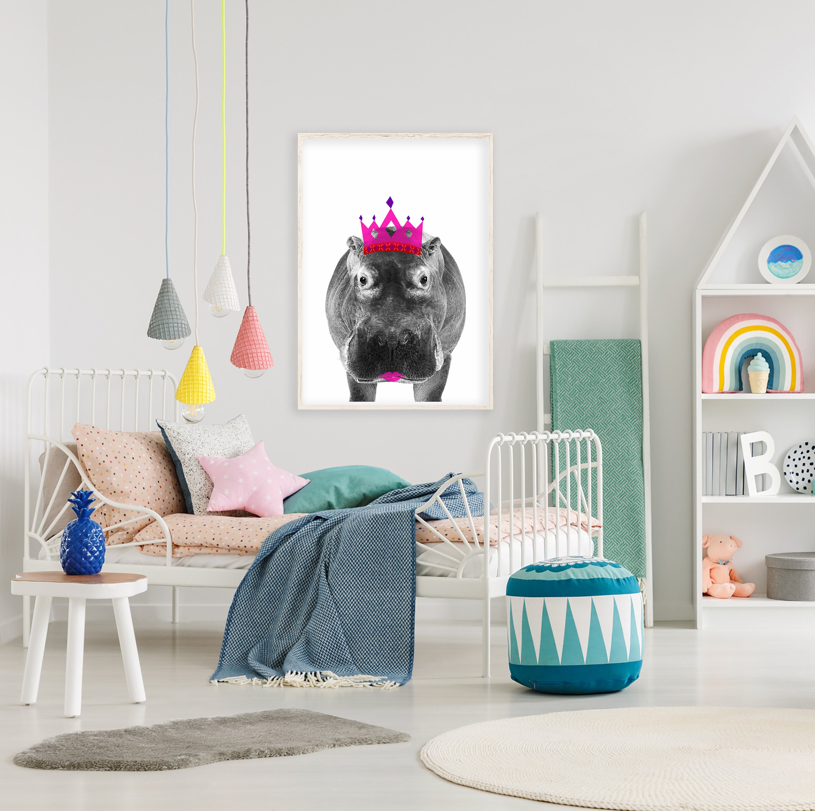 Hippo Nursery Print Nursery Decor nursery Wall Art Hippo Etsy
