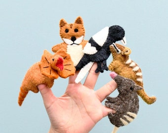 Australian Animal puppets. Felt  Puppets. Aussie Animals Felt toys. Kids Felt Toys. Australian Animal felt puppets Toy, Wool puppet