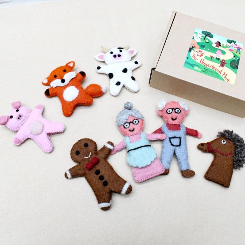 Gingerbread Man Story Finger puppets. Felt Puppets. Old Man | Etsy