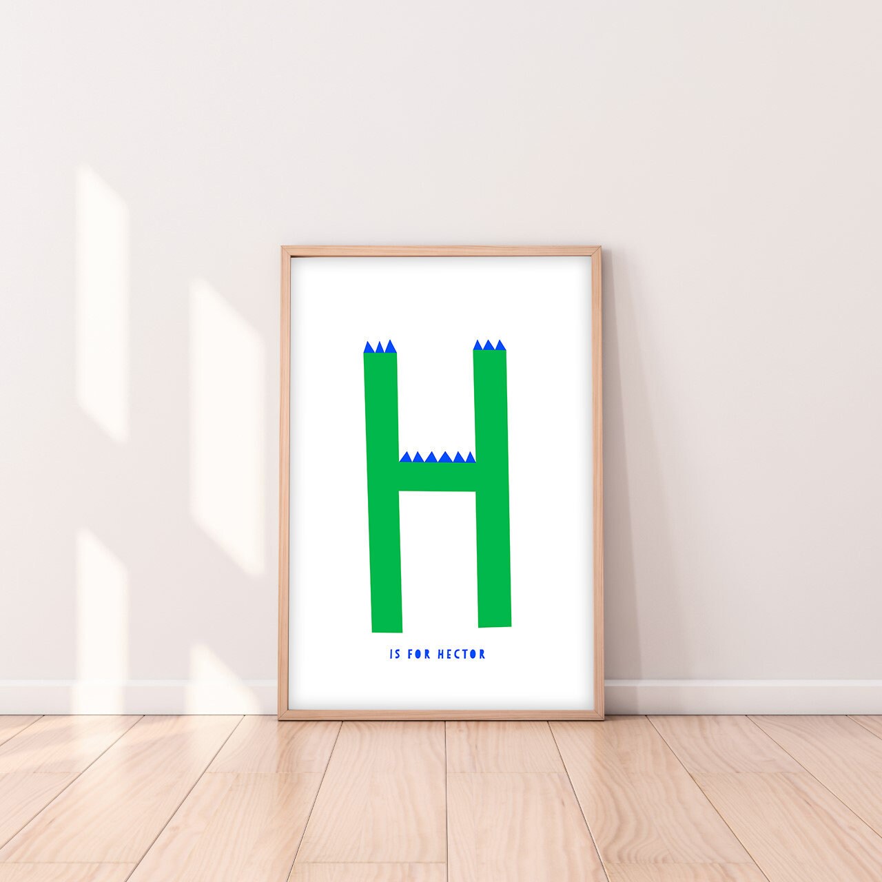 Green Letter H, Alphabet Print, Personalized Letter Print, The letter H, Personalized Name Print. Green Letter H