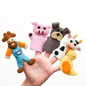 Set A Old McDonald had a farm Animals Finger puppets. Felt Puppets. Sheep, Hen, Horse, Goat, Farm Animals Felt Puppet. Animals Puppet