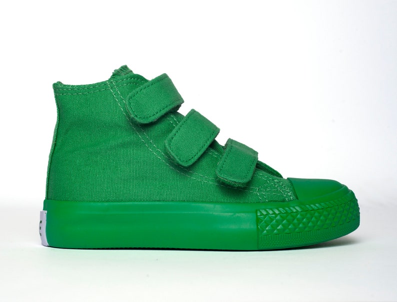 Green Canvas Hi top sneakers. Kids Shoes Kids High tops. Kids Etsy