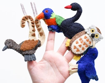 Australian Animal puppets. Felt  Puppets. Aussie Animals Felt toys. Kids Felt Toys. Australian Animal felt puppets Toy, Wool puppet