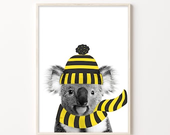 Wall Art Prints, Koala Nursery Décor, Nursery Prints, Afl Footy, Aussie Rules, Richmond Football Club, The Tigers, Tigers