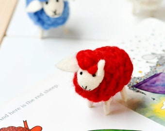 red sheep toy, felt toy, felt sheep, small felt sheep toy, sheep soft toy, small play sheep, pretend play