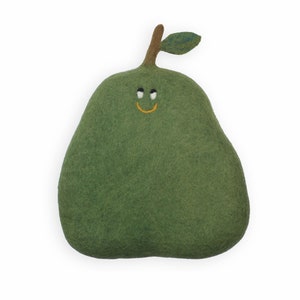 Pear Wool Cushion, kids nursery pillow. kids nursery cushion. Pear cushion, wool cushion, decorative cushion, wool cushion, felt  Khaki