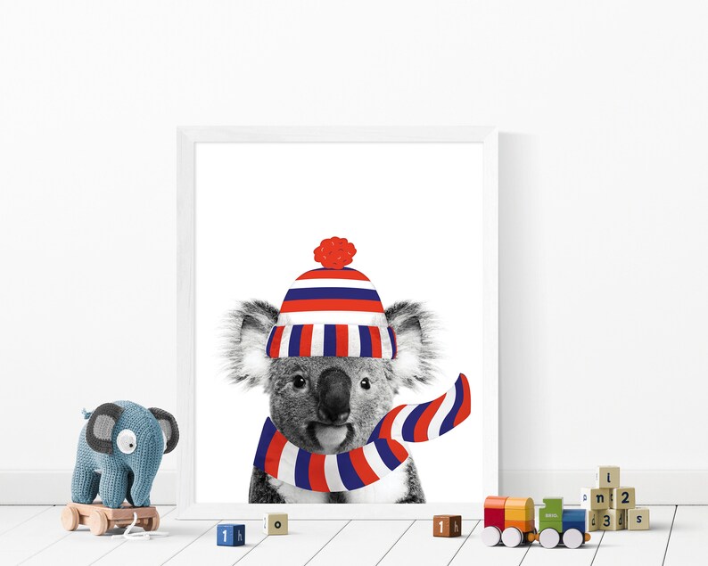 Aussie Rules Koala Nursery D\u00e9cor Doggies. Koala Western Bull Dog Nursery Prints Wall Art Prints AFL Footy Western Bulldogs