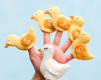 5 little ducks puppets. Felt  Puppets. 5 little ducks story characters  Felt toys. Kids Felt Toys. story book felt puppets Toy, Wool puppet