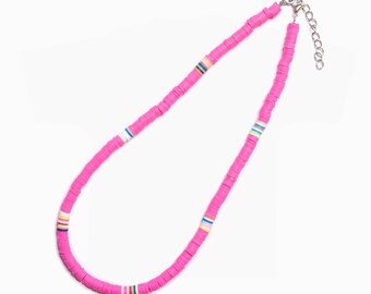 Pink Heishi Necklace, Boho Kids necklace, Boho Necklace, Surfer Necklace, Boho beaded necklace, Kids Jewellery, Kids Boho Necklace