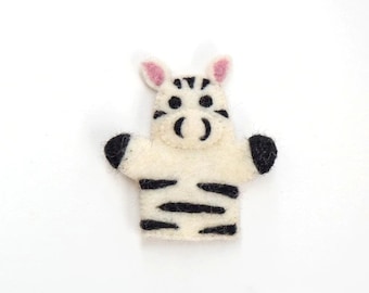 Single Felt Finger puppet Zebra