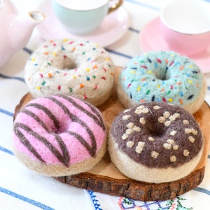 Set of 4 Pretend felt donuts  pretend food, Felt food set pretend play, pretend tea party, fake food, felt food, pretend donut