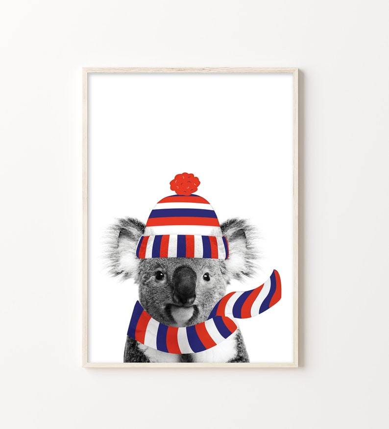 Aussie Rules Koala Nursery D\u00e9cor Doggies. Koala Western Bull Dog Nursery Prints Wall Art Prints AFL Footy Western Bulldogs