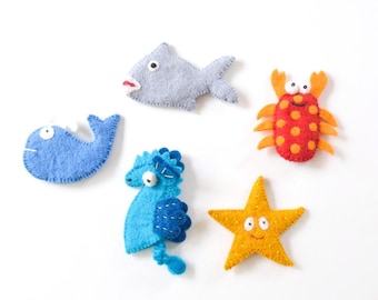 Sea animals Felt finger puppets Marine animal toys