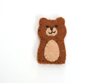 Single Felt Finger puppet  Bear