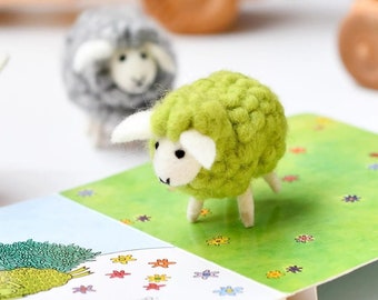 gren sheep toy, felt toy, felt sheep, small felt sheep toy, sheep soft toy, small play sheep, pretend play