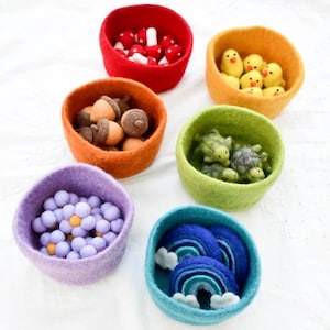 Felt Large rainbow baskets, felt storage baskets, set of 6 felt baskets, felt bowls image 7