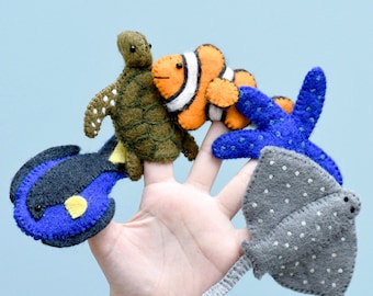 Australian Coral reef  puppets. Felt  Puppets. Aussie Animals Felt toys. Kids Felt Toys. Sea animals  felt puppets Toy, Wool sea animals