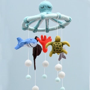 Under the sea  Felt Mobile, Marine Ocean Nursery Mobile, Felt Mobile, Felt Australian Décor, Hanging Felt sea animals , Felt Baby Mobile,