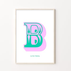 Impressão do alfabeto da letra B ocidental, impressão de letras personalizadas, a letra B, impressão de nome personalizado.