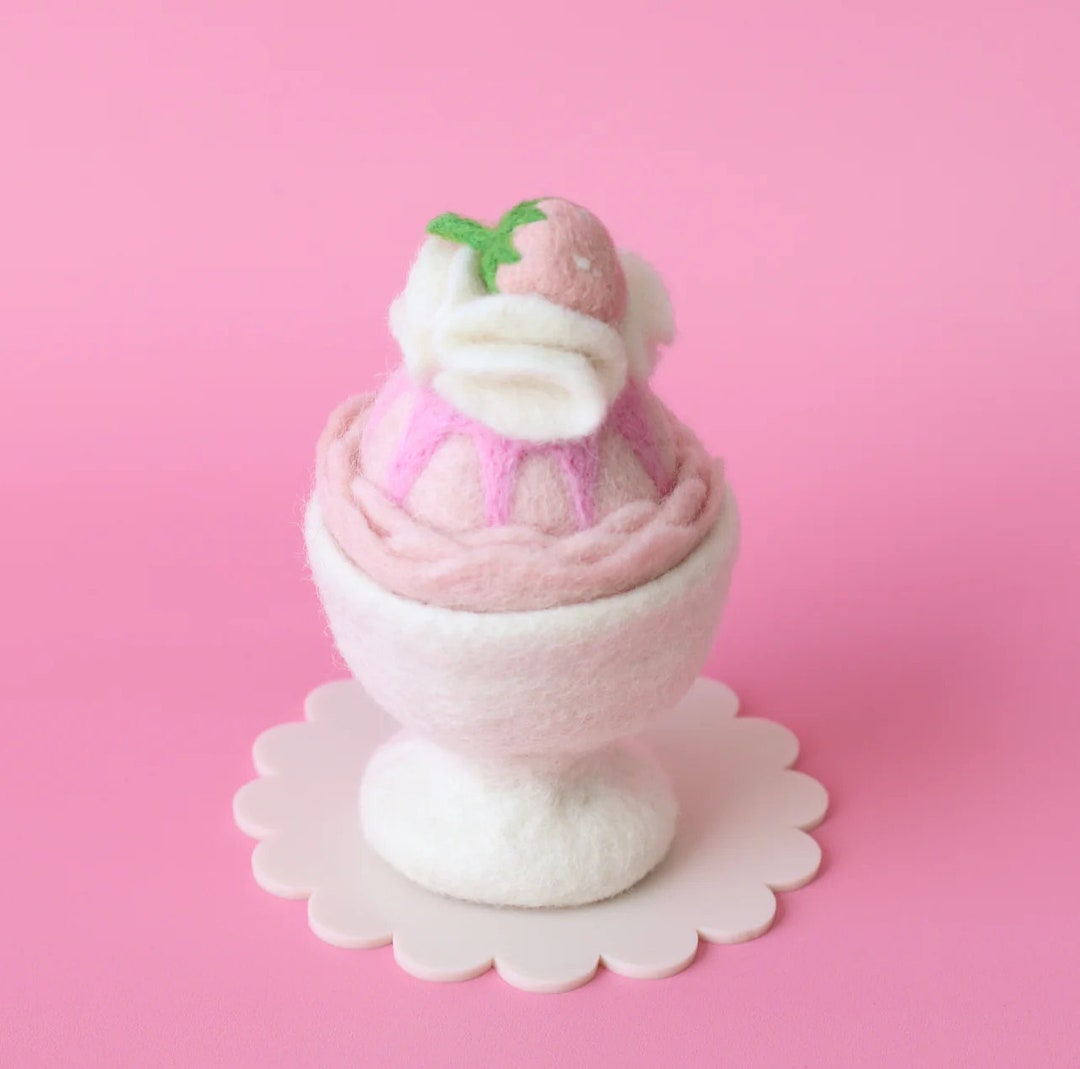 Strawberries and Cream Felt Ice Cream Sundae, , Pretend Food, Felt ...