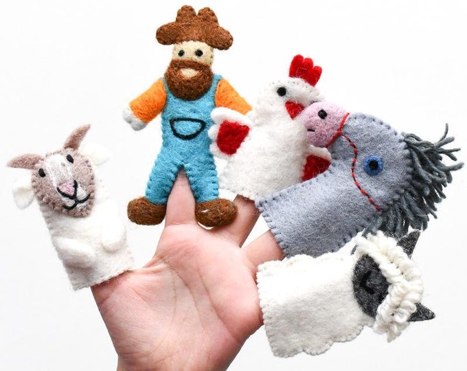 Old McDonald had a farm Animals Finger puppets. Felt Puppets. Sheep, Hen, Horse, Goat, Farm Animals Felt Puppet. Animal Puppet, Toy