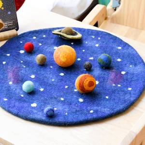 Solar System  Playscape, Felt World, Play scene, Pretend Play, Mat for Small Play, Waldorf Inspired, Felt play mat. Small World