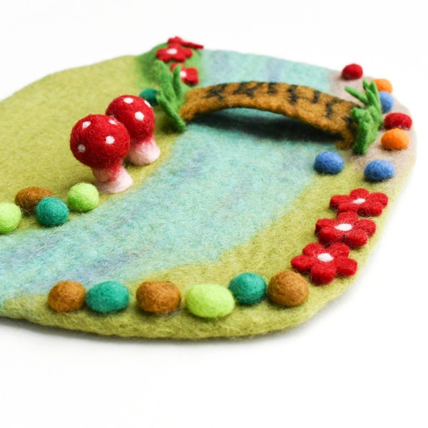 Fairy River  Playscape, Felt World, Play scene, Pretend Play, Mat for Small Play, Waldorf Inspired, Felt play mat. Small World