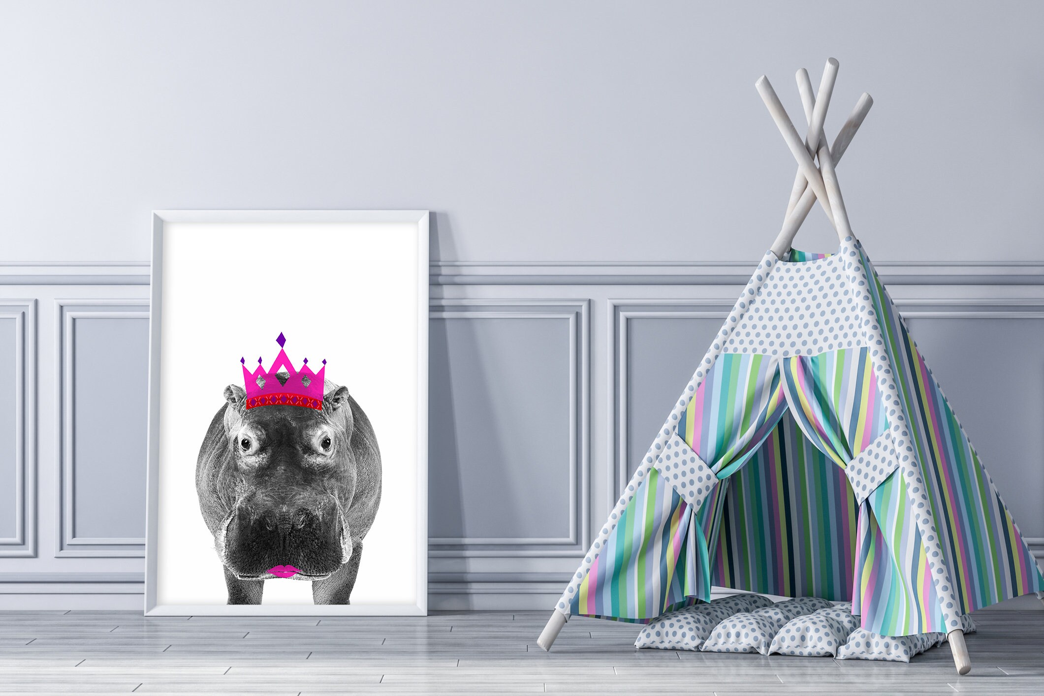 Hippo Nursery Print Nursery Decor nursery Wall Art Hippo Etsy
