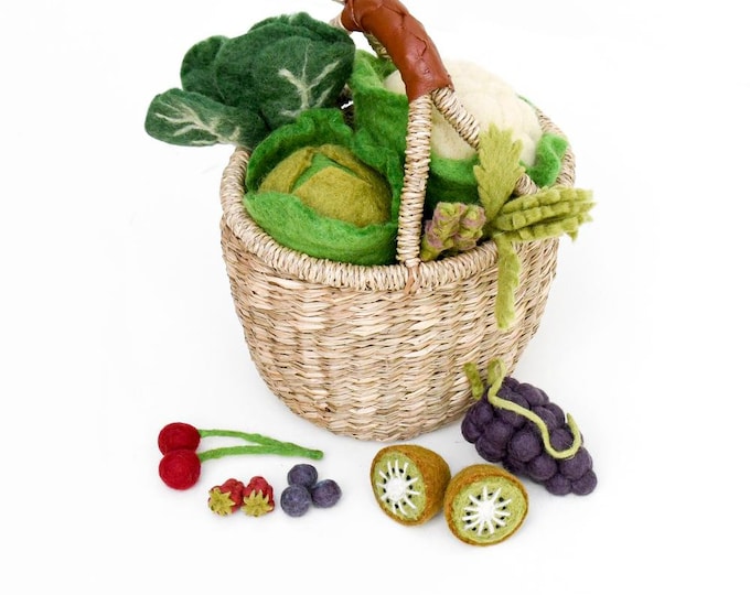Felt Fruit and Vegetable Set C Pieces, Play Fake Felt Food. Felt Fruit