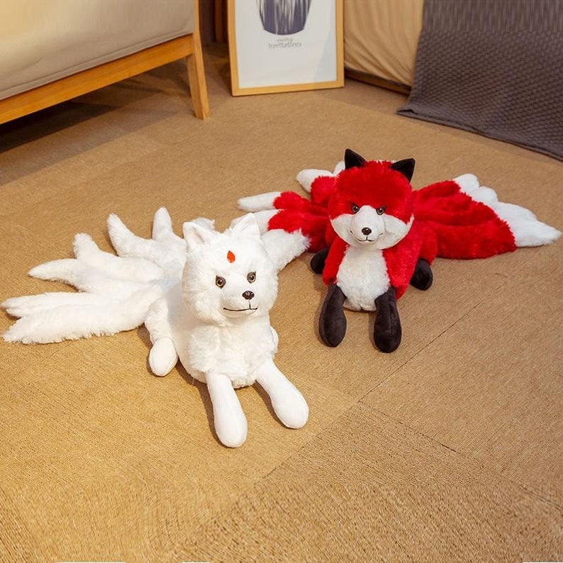 Kawaii Cute Kitsune Nine Tail Fox Animal Plush Stuffed Toy Etsy