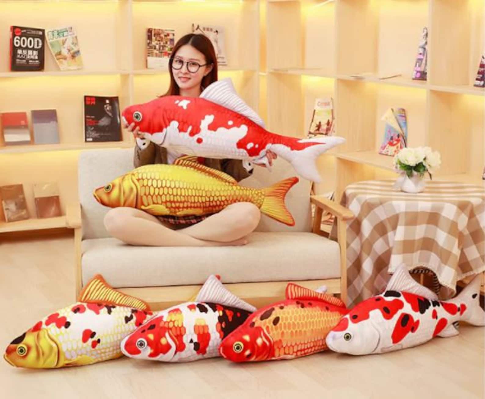 Kawaii Cute Koi Fish Realistic Animal Plush Pillow Stuffed Toy Etsy