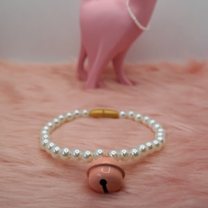 Large Pink Bell Pearl Cat Collar with breakaway clasp