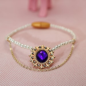 Purple Rhinestone Pearl Cat Collar with breakaway clasp